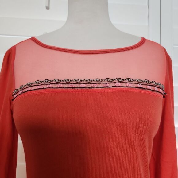 Free People Orange Bell Sleeves size M - Picture 2 of 9